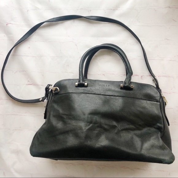 Milly Handbags - [Milly] soft black leather satchel with strap